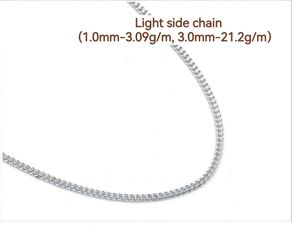 S925 Sterling Silver Chain For DIY Jewelry (Semi-finished，Length 1 m/About 3.28 ft)