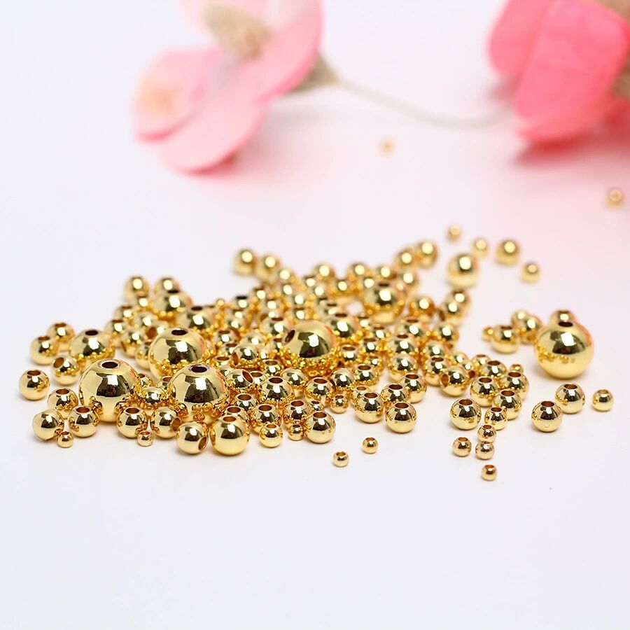 Gopper Smooth Round Beads Plated with a layer of Gold or Silver