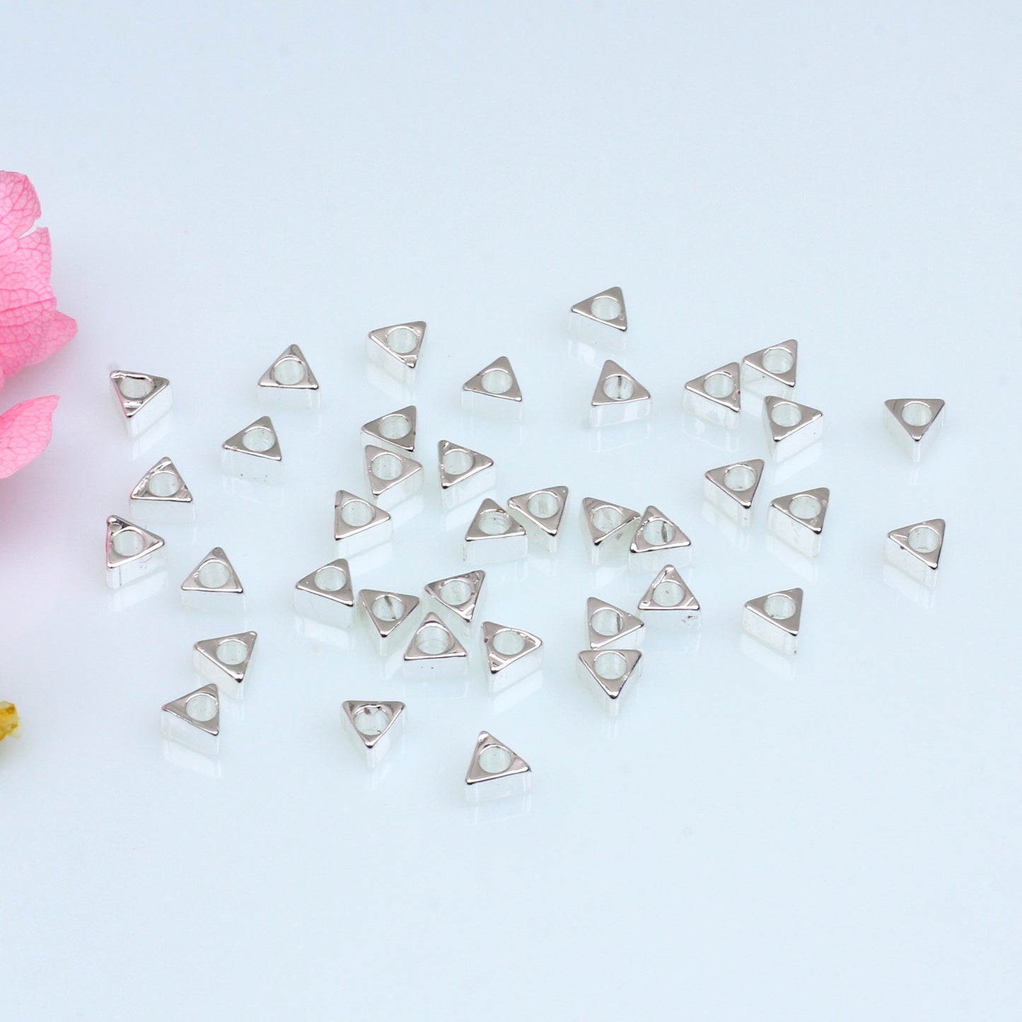 Triangular Copper Bead For Jewelry DIY，Covered by 14/18K Real Gold Or Silver，3mm