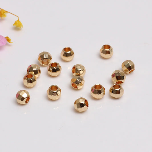 Solid Laser Copper Beads For Jewelry DIY，Covered By 14/18K Real Gold Or Silver