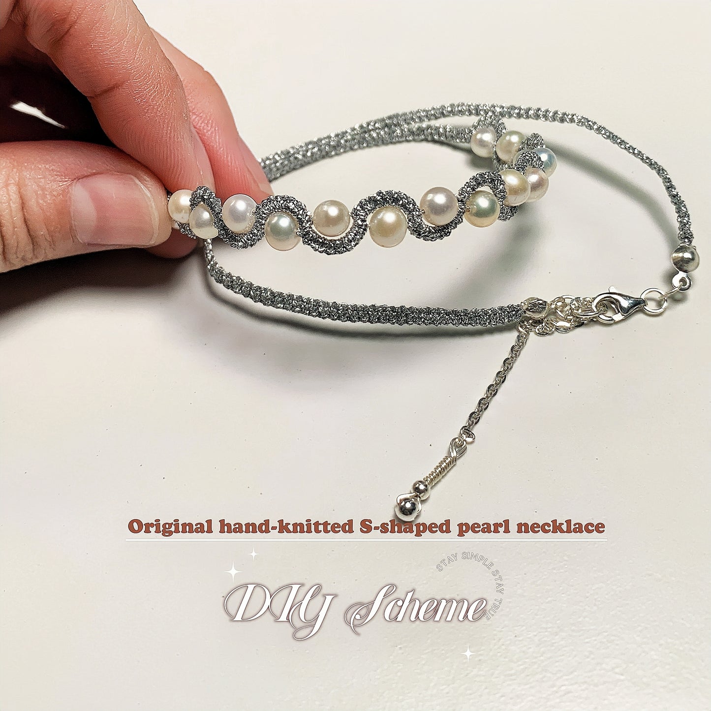 3.Original hand-knitted fresh Water Pearl collar bone necklace