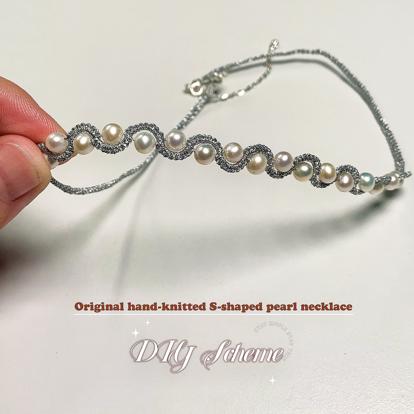 3.Original hand-knitted fresh Water Pearl collar bone necklace