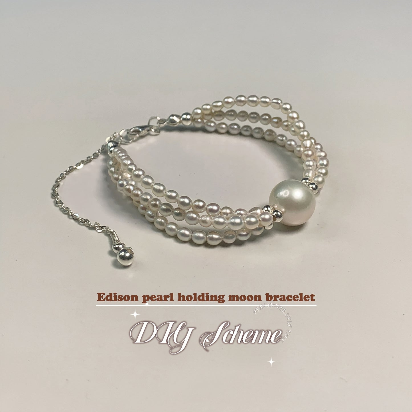 5.Edison Freshwater Pearl Bracelet of Stars hold moon