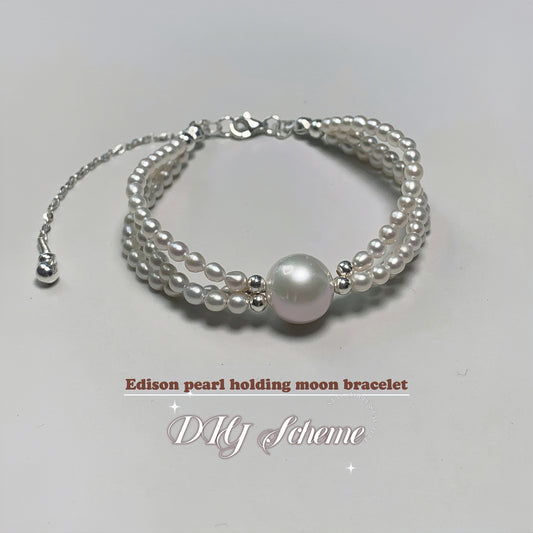 5.Edison Freshwater Pearl Bracelet of Stars hold moon