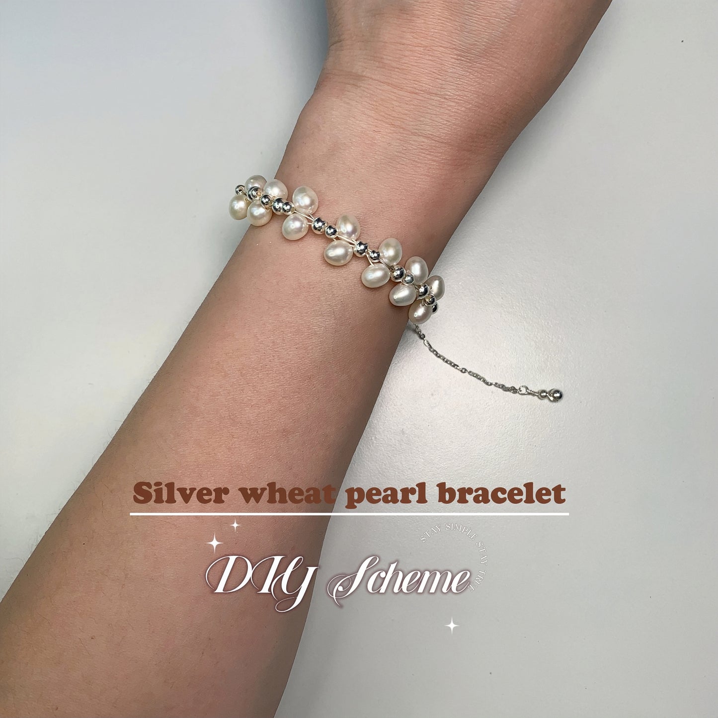 9.Hand made silver wheat fresh water pearl bracelet