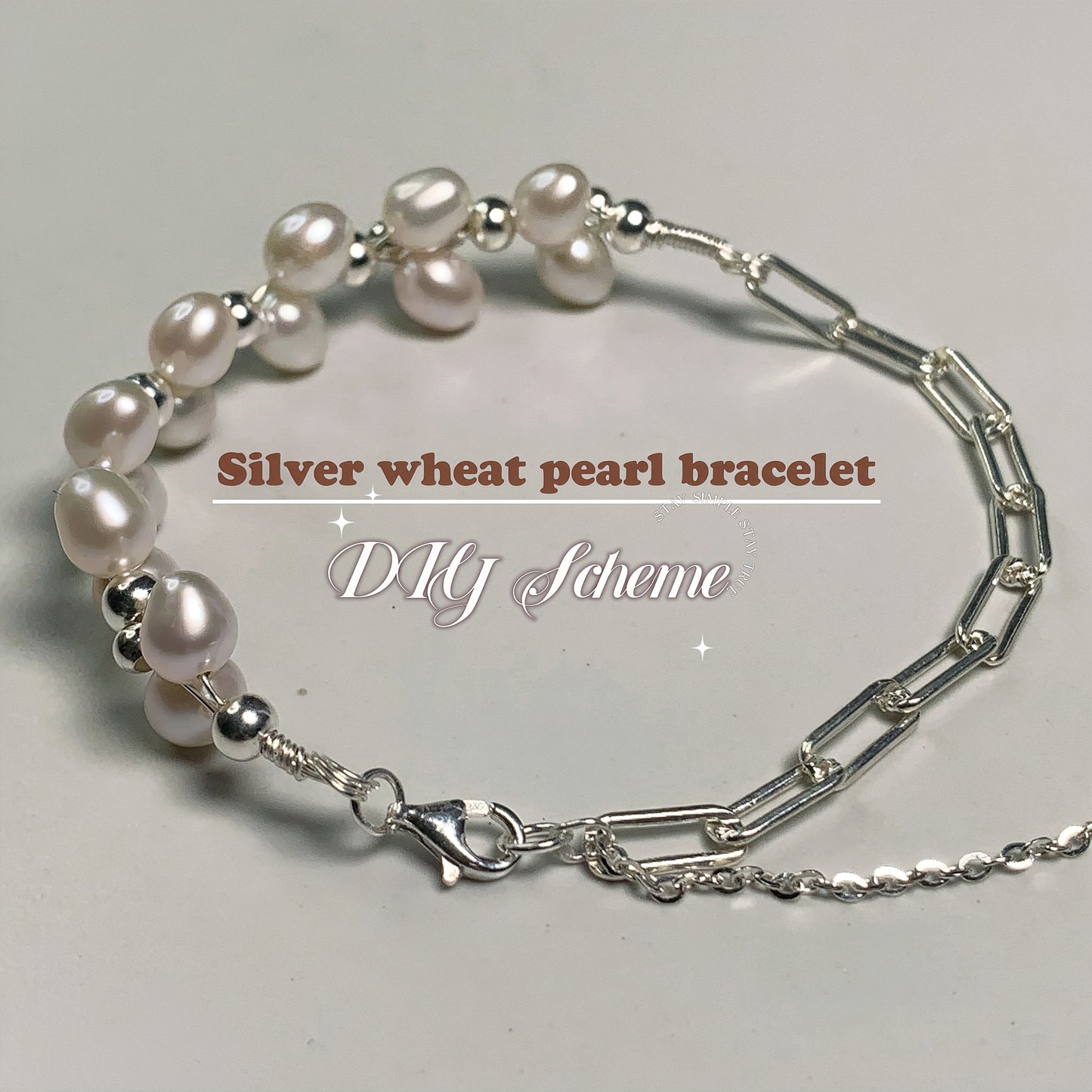 9.Hand made silver wheat fresh water pearl bracelet