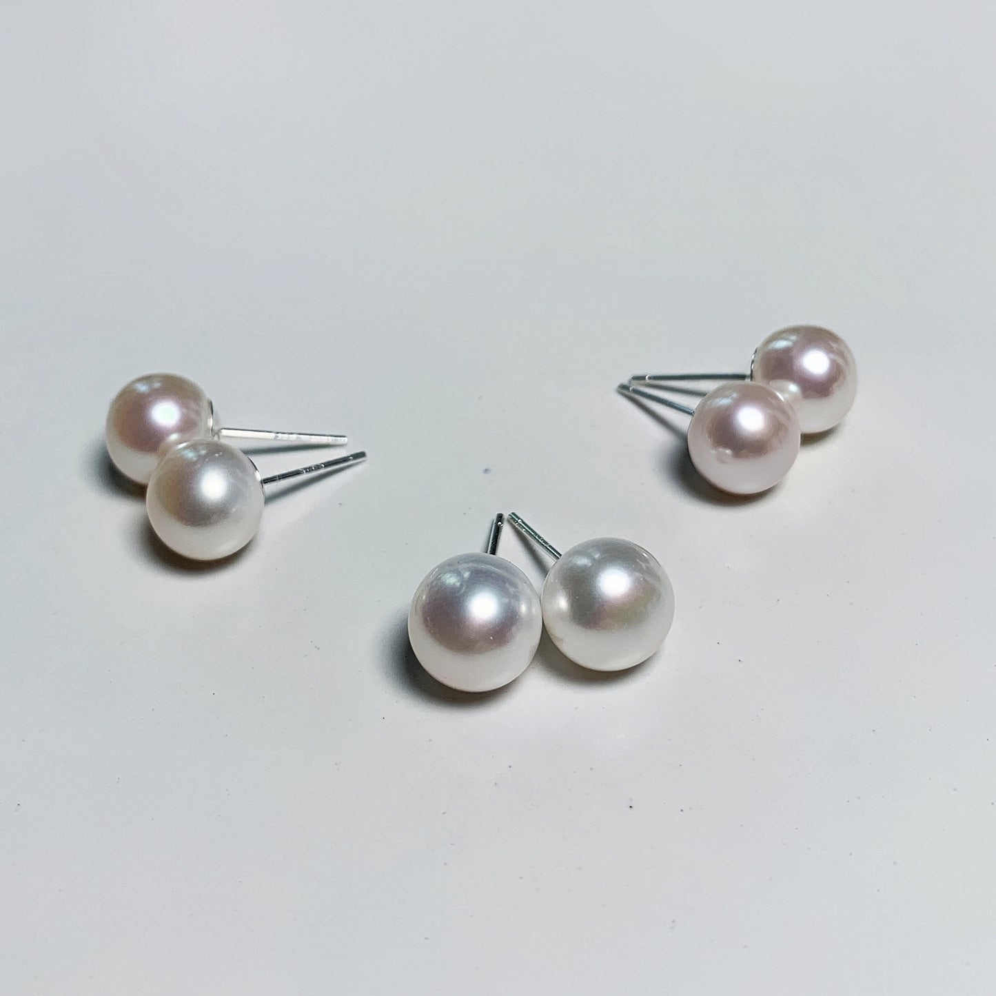 NO.4  Auroral fresh water steamed bread pearl 925 silver Ear stud(8-9mm )