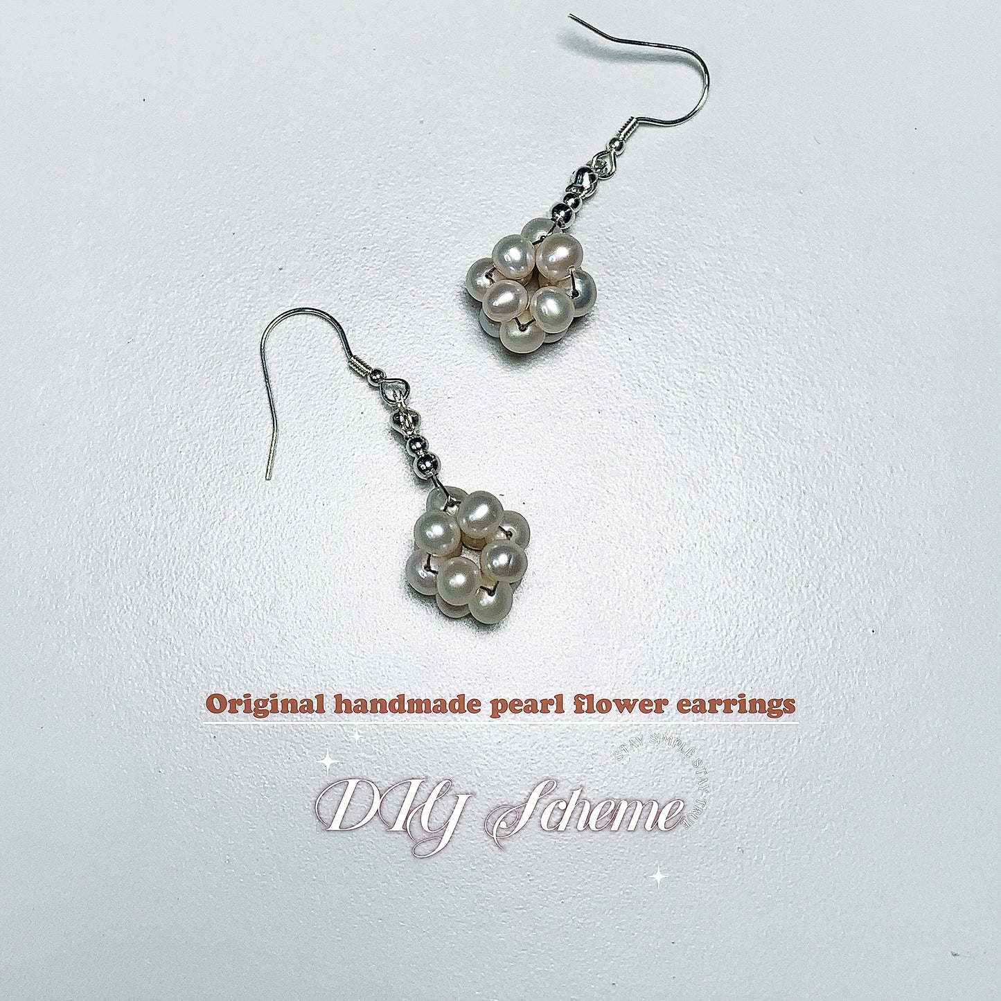 12.Original hand-made small fresh pearl flower earrings