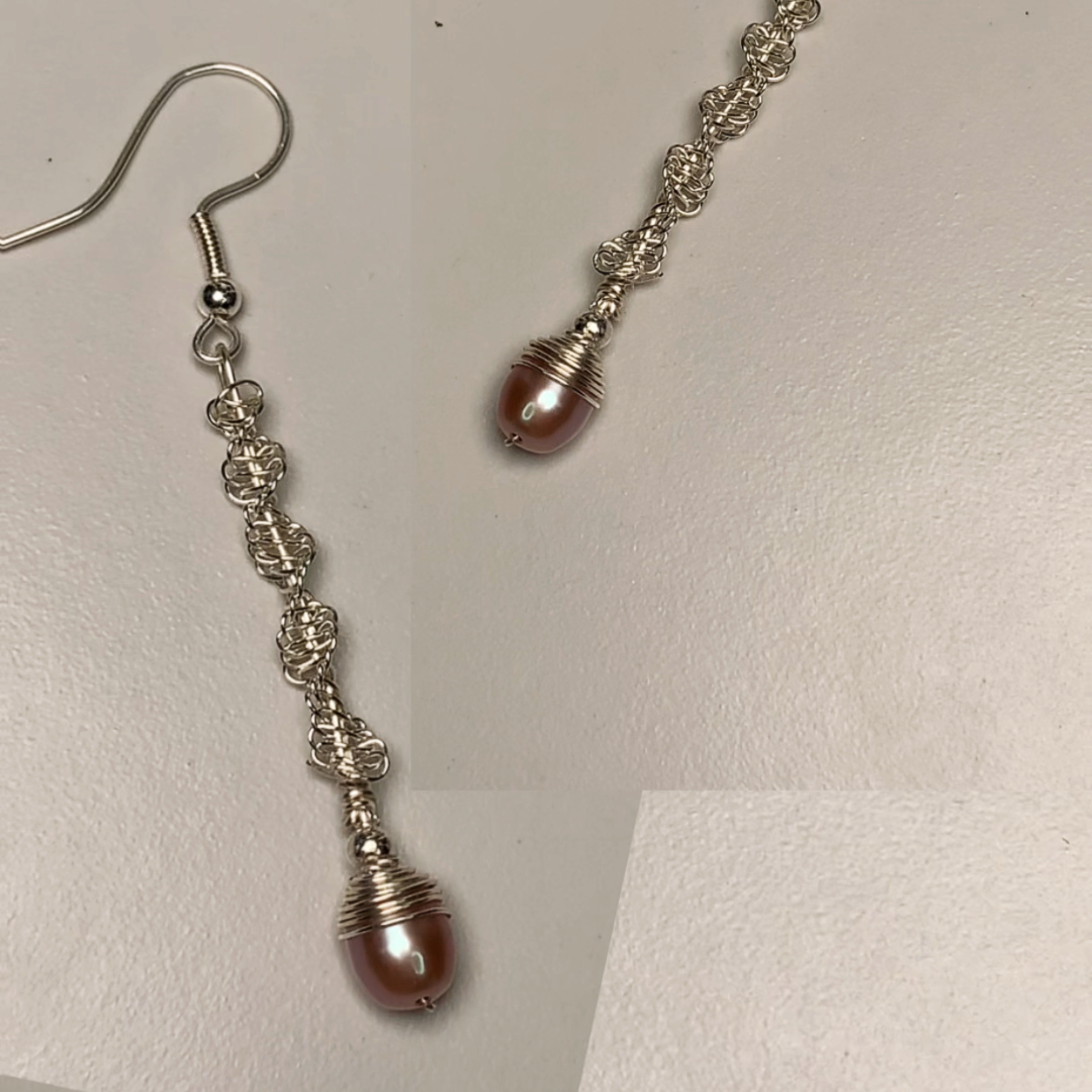 54.DNA helix pearl earrings