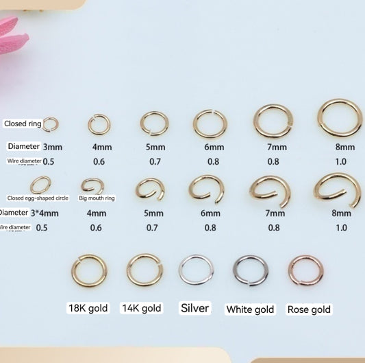 Copper Opening/Closing Jump Ring For Jewelry DIY，Covered By 14/18K Real Gold Or Silver