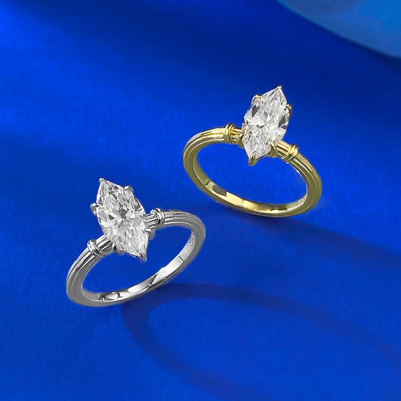 S925 Sterling Silver Bends and Hitches Twist Horse Eye Ring 6 * 12mm 6A Cubic Zirconia Ring-340(35%)