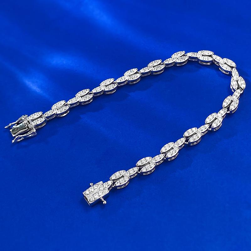S925 Sterling Silver Full Elonggate Oval Stones 8A Cubic Zirconia Bracelet-305(15%)