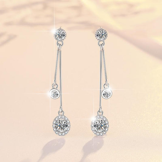 NO14. S925 Sterling Silver Synthetic Moissanite Earrings D Color Synthetic Moissanite