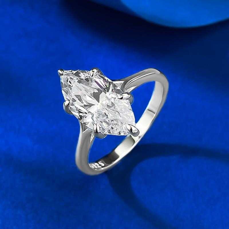 NO.11 S925 Marquise Ring 7*14mm 6A Cubic Zirconia Ring Plain Circle fashion jewelry accessory woman girl promise ring Springtok