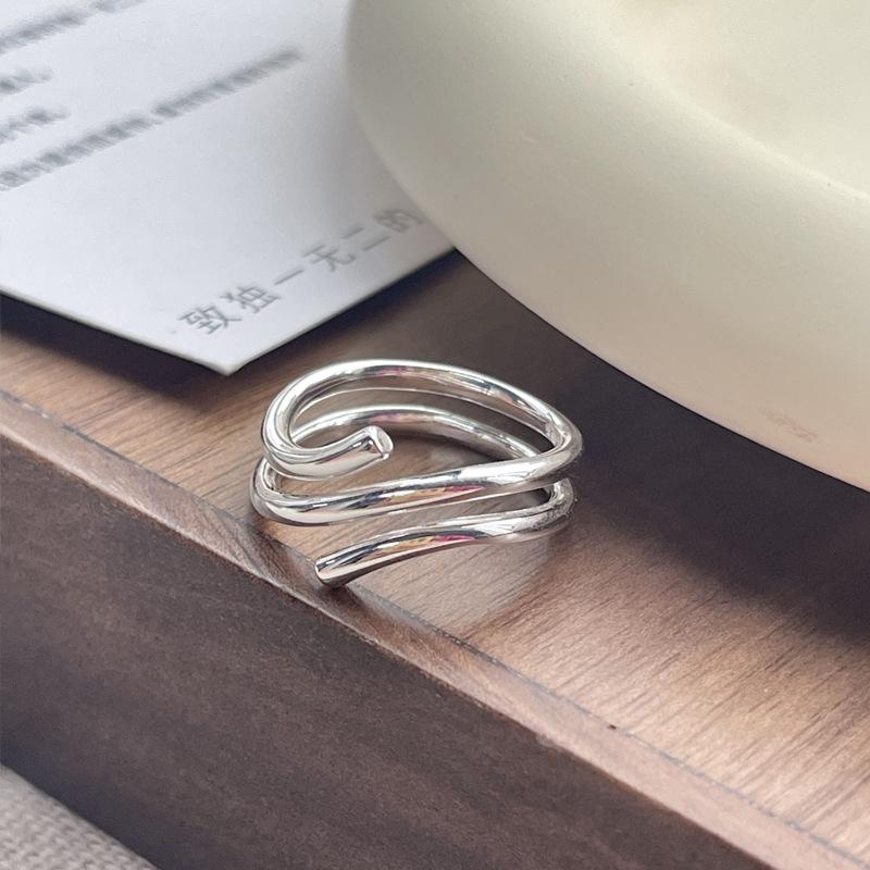 S92 Sterling Silver Multi-layer Line Ring for Women - 535(45%)