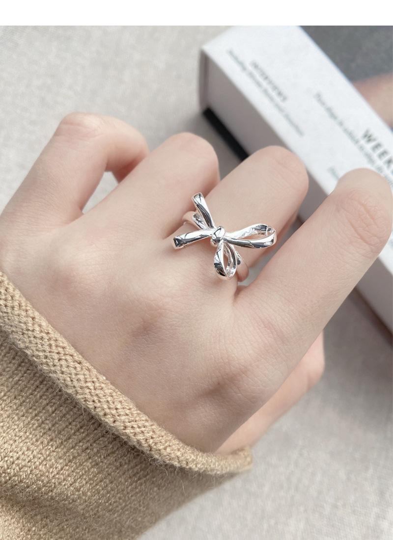 S925 Sterling Silver Bow Irregular Ring Women -515(45%)