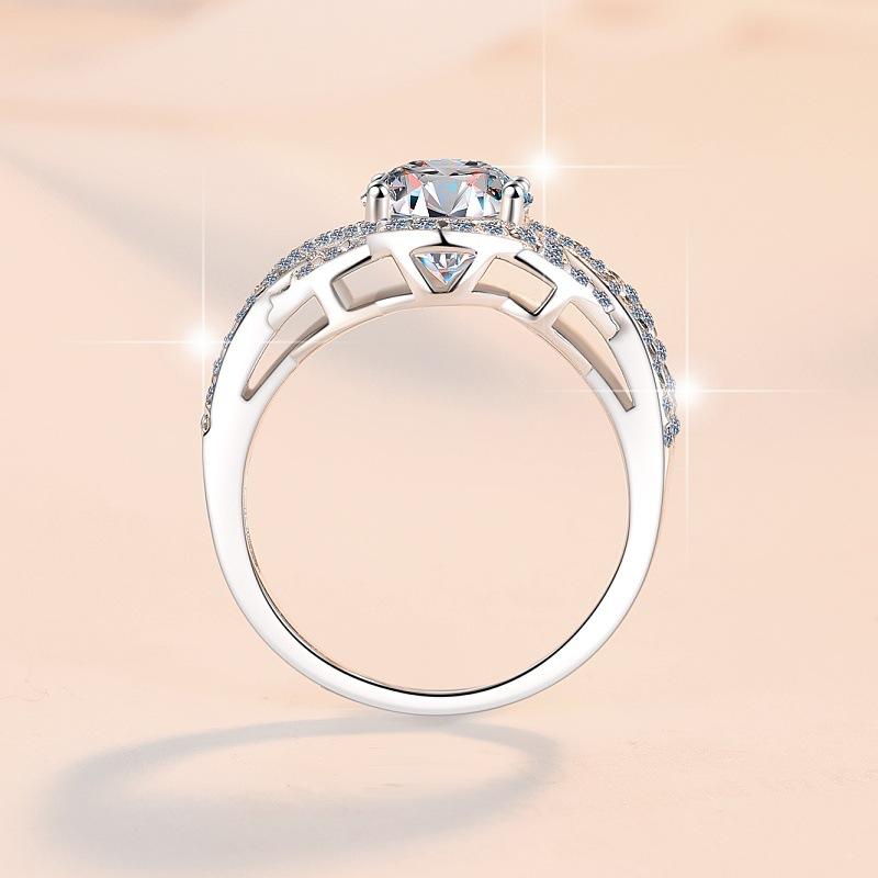 S925 Sterling Silver Oval Wide Ring Synthetic Moissanite Ring 2Carat-164(35%)