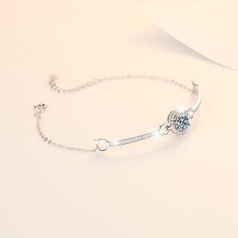 S925 Sterling Silver Mobius Bracelet Synthetic Moissanite Bracelet-311(35%)