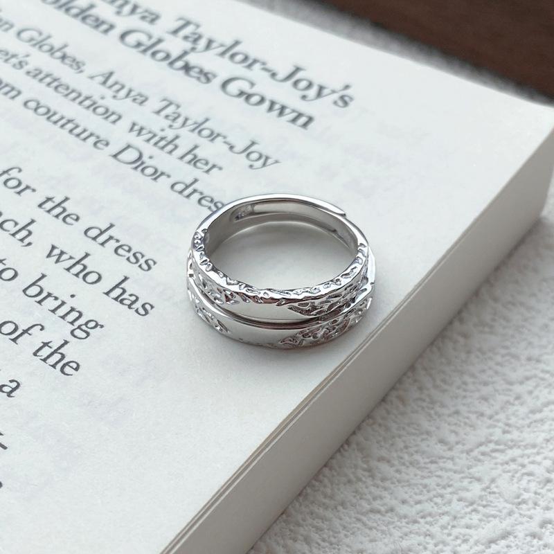 S25 Sterling Silver Simple Glacier Plain Band Couple Ring Open Ring -507 jewellery  with  meaning(45%)