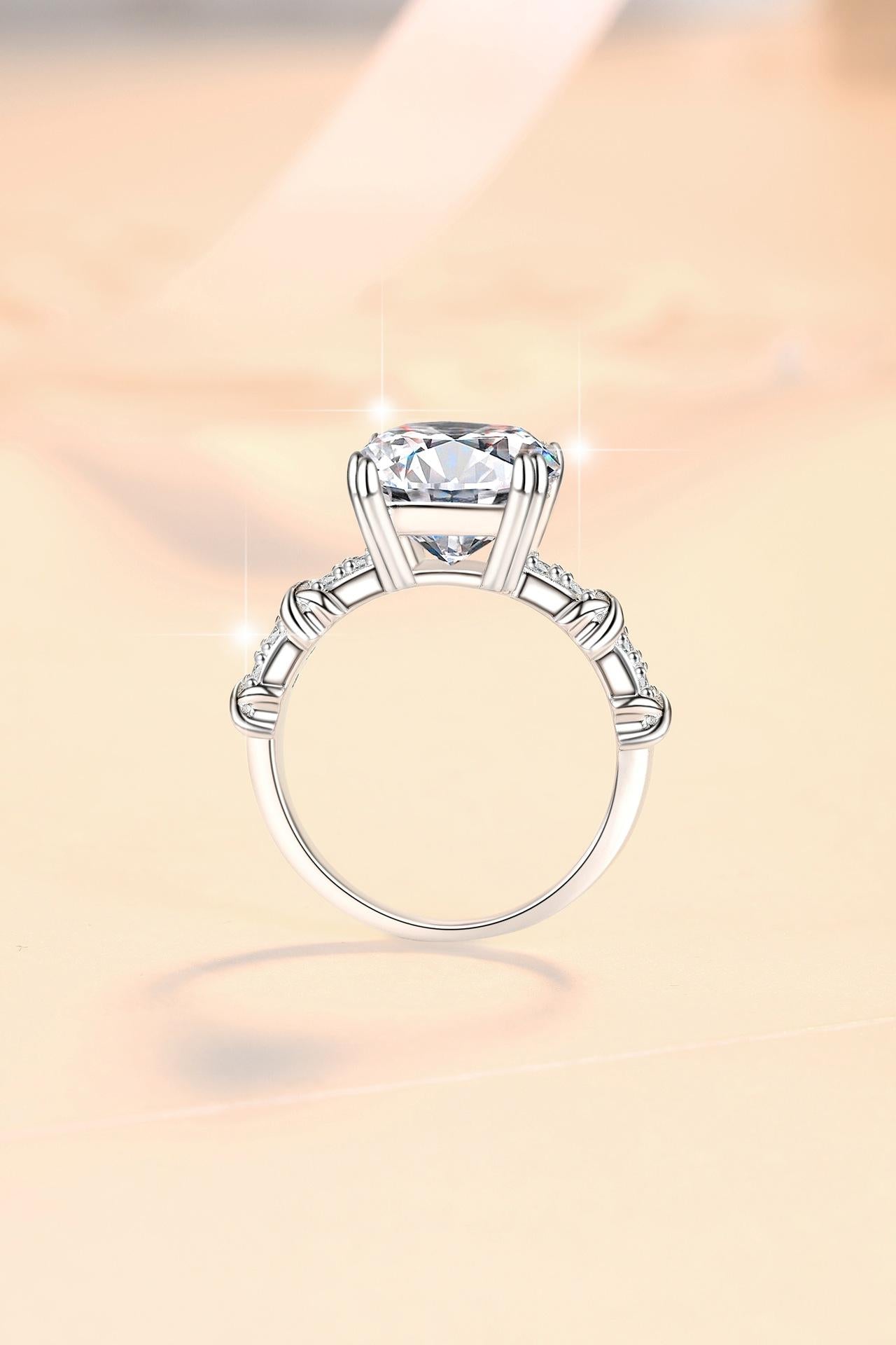 S925 Sterling Silver Four-claw Square Asscher Ring Synthetic Moissanite Ring 5Carat-465(1%)