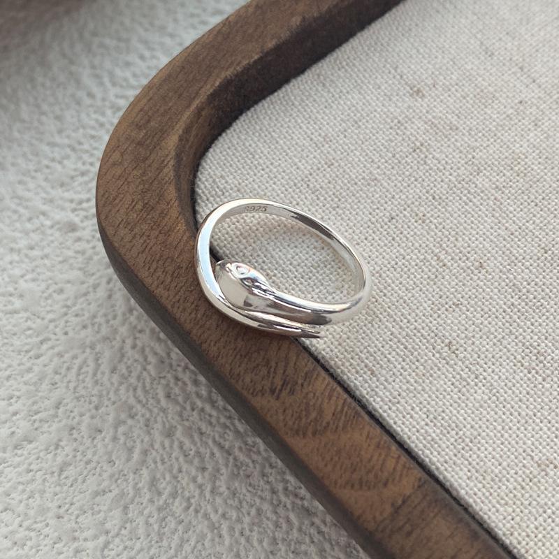 S925 Sterling Silver Snake Simple Shape Ring for Women - 503(45%)