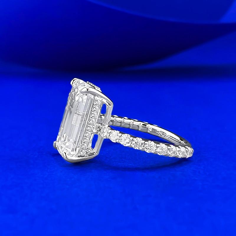 S925 Sterling Silver Grandma Cut Rectangular Ring 9*14mm 8A Cubic Zirconia Ring-576(35%)