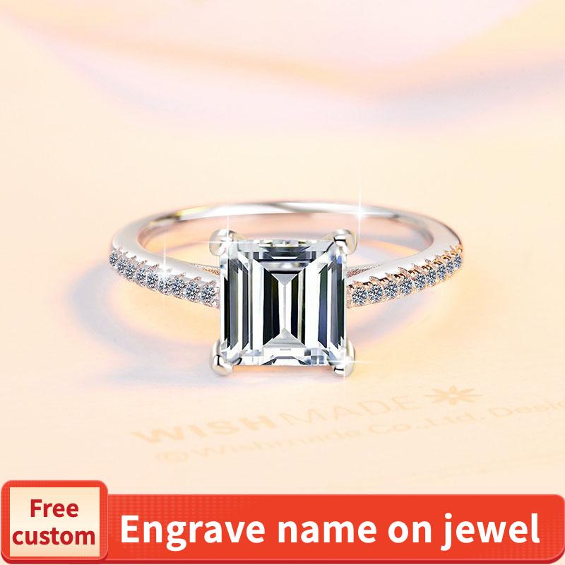 NO.135 S925 Sterling Silver Princess Ring Synthetic Moissanite Ring fashion jewelry accessory woman girl promise ring Springtok