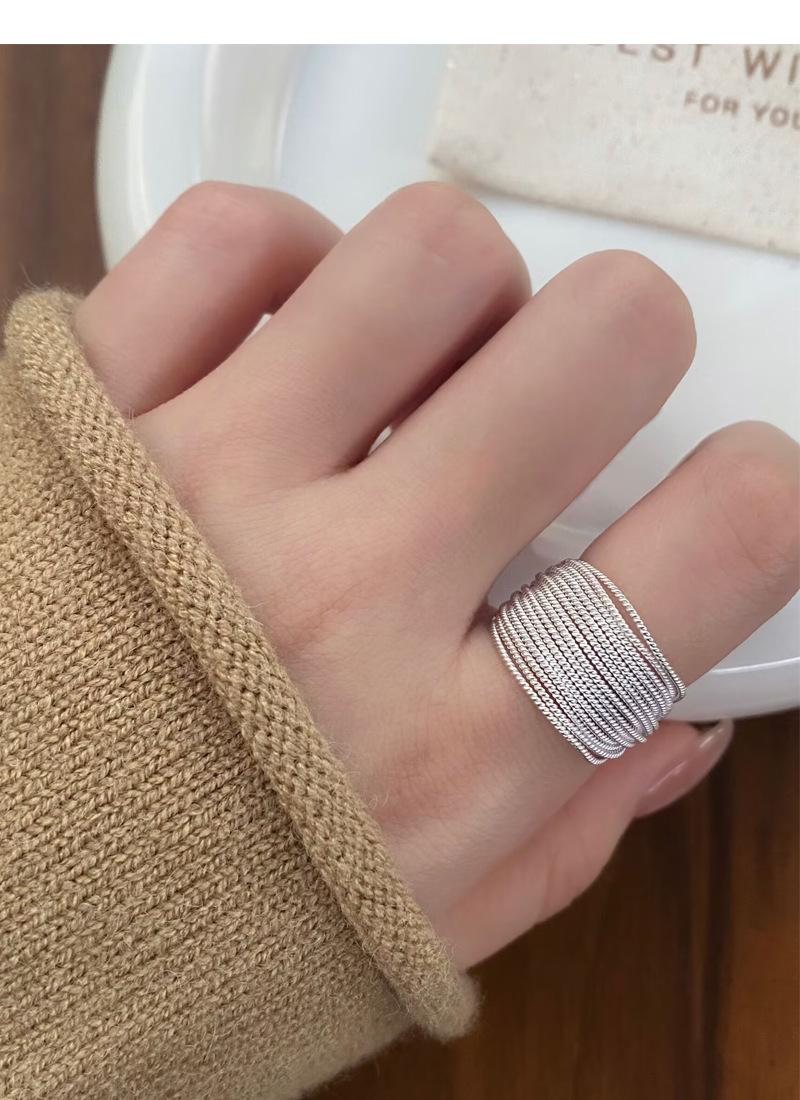 S925 Sterling Silver Minimalist Multi-layer Line Geometry Open Ring for Women -508(45%)
