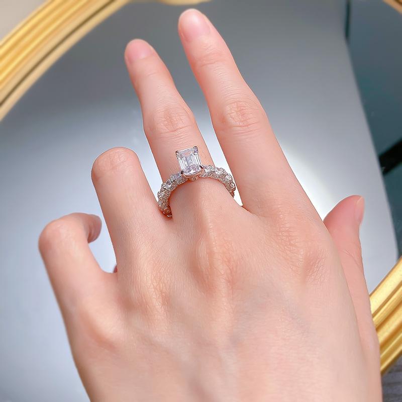 S925 Sterling Silver Grandma Cut Rock Sugar Ring 6*9mm 6A Cubic Zirconia Ring-368(35%)