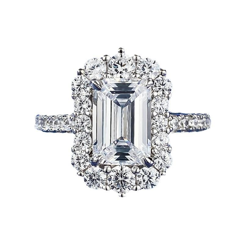 S925 Sterling Silver Rectangular Grandma 6*9mm 6A Cubic Zirconia Ring-152(45%)