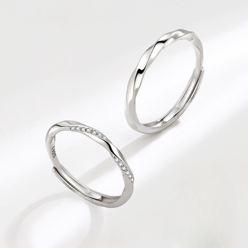 S925 Sterling Silver Mobius Simple Couple Open Ring -481 weddingring(45%)
