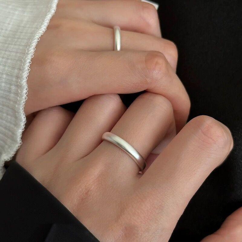 S925 Sterling Silver Matte Couple Rings Plain Band - 537 weddingring(45%)