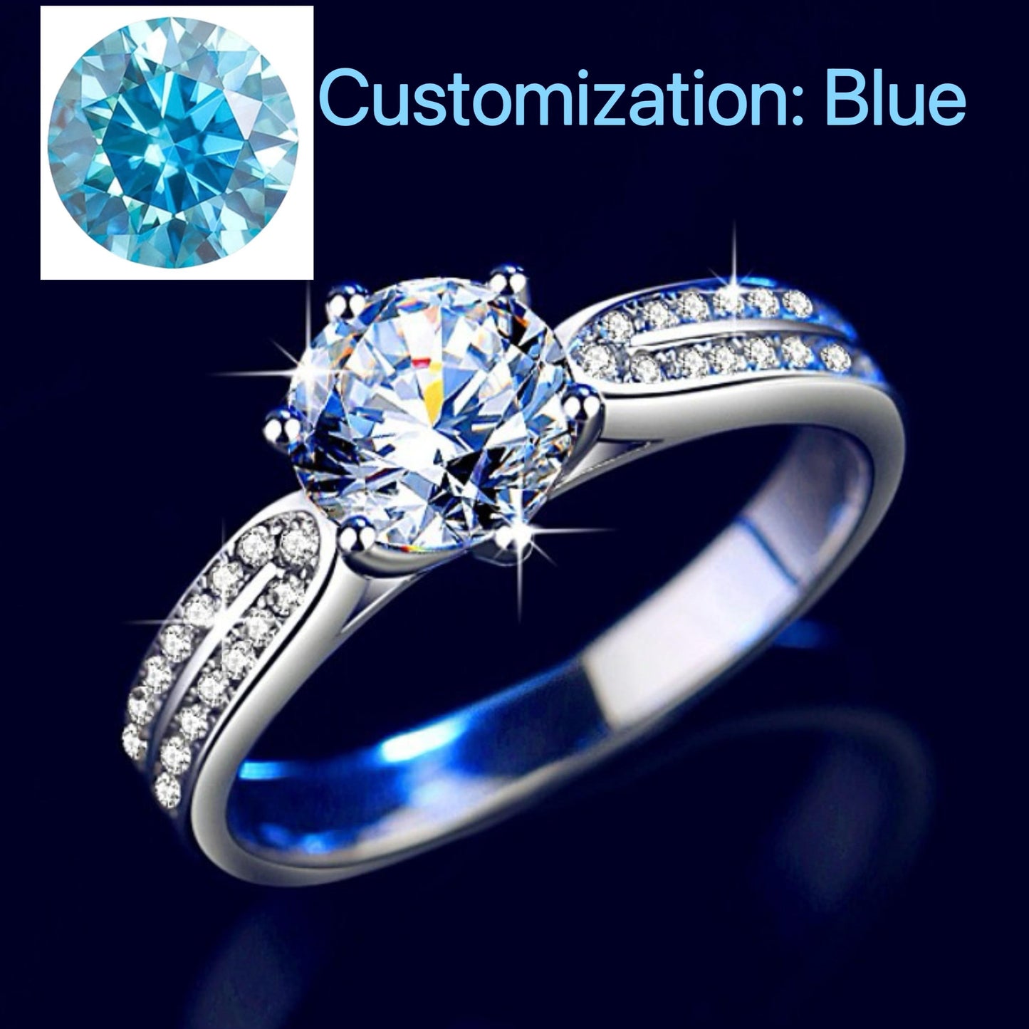 NO.115 S925 Sterling Silver Star Queen Ring Synthetic Moissanite Ring fashion jewelry accessory woman girl promise ring Springtok