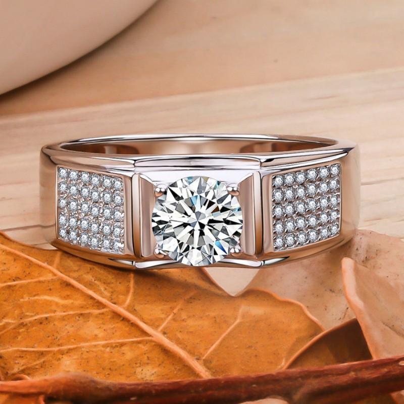 NO.158 Synthetic Moissanite Sterling Silver Little Starry Ring Couple Ring fashion jewelry accessory promise ring Springtok Men's Ring