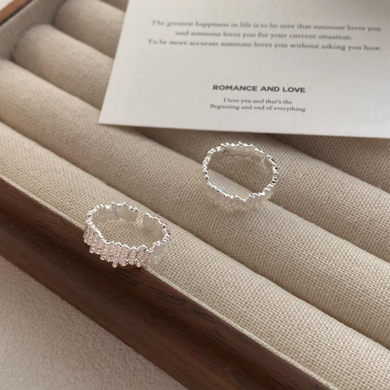 S925 Sterling Silver Irregular Texture Ring Women's Open Ring-488(45%)