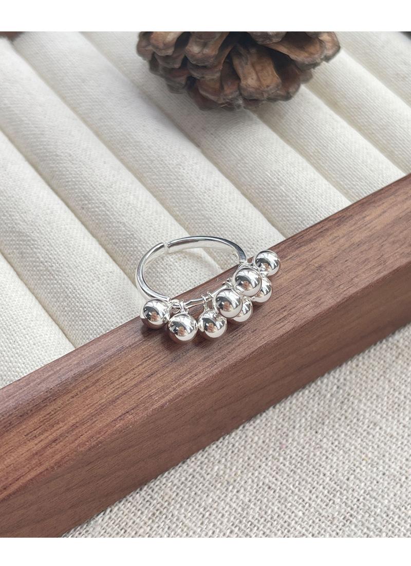 S925 Sterling Silver Simple Grape Cluster Ring for Women with Round Beads - 533(45%)