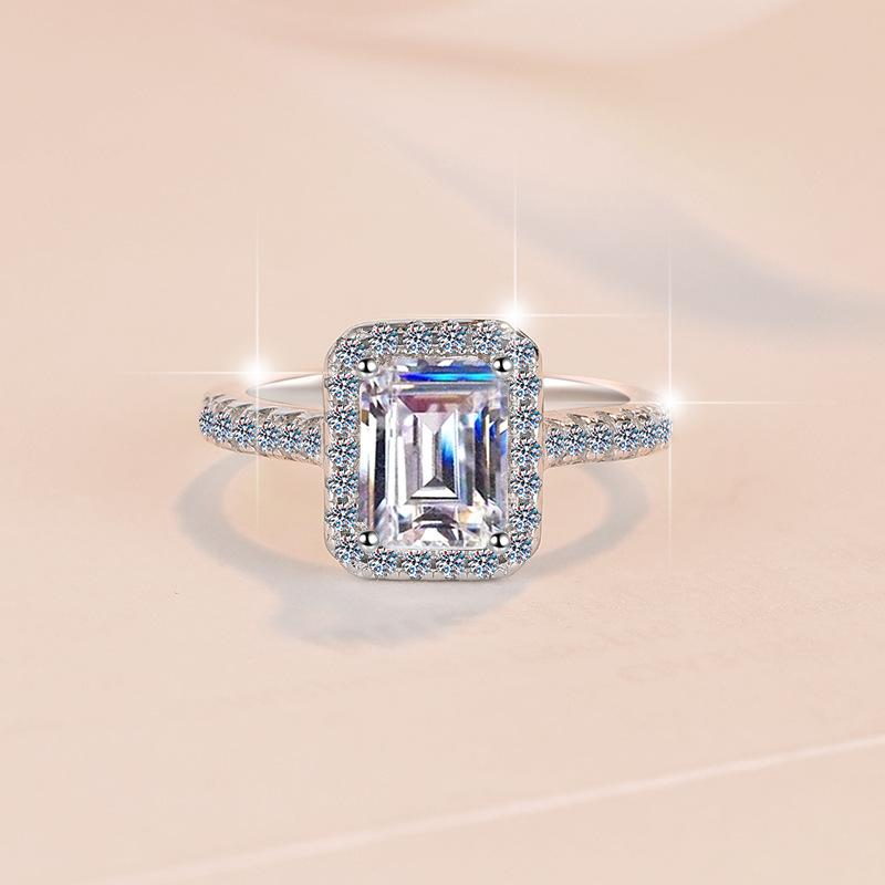 NO.117 S925 Sterling Silver Grandmother Cut Ring Synthetic Moissanite Ring fashion jewelry accessory woman girl promise ring Springtok