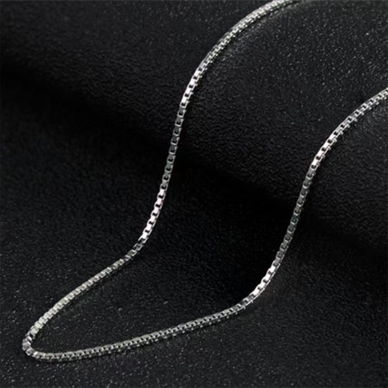 S925 Sterling Silver Box Chain birthday gift silver jewelry minimalist necklace pendant necklace-330(35%)