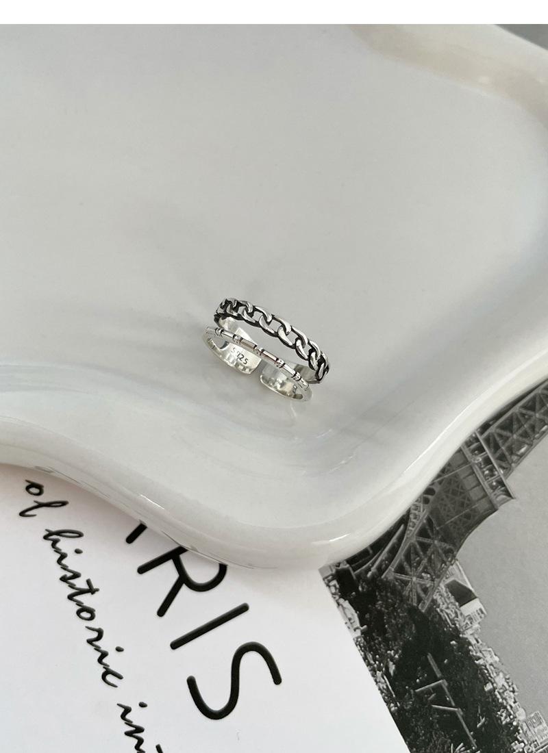 S925 Sterling Silver Vintage Double Layer Chain Ring for Women - 501(45%)