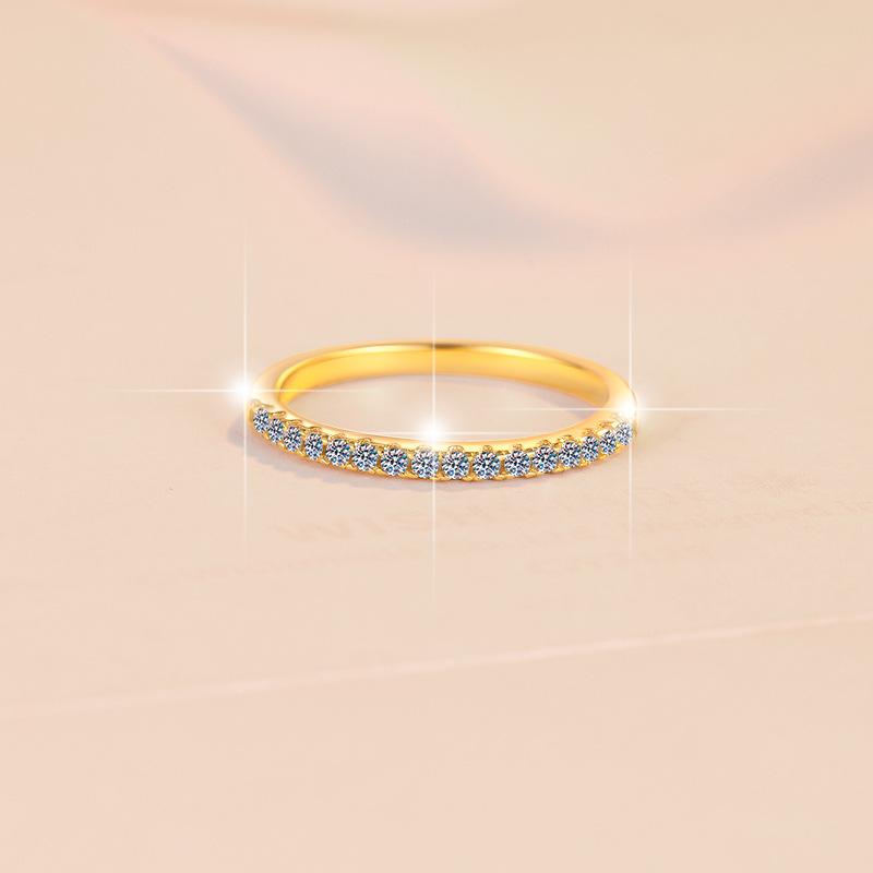 S925 Sterling Silver One-word Row Band Ring Synthetic Moissanite Ring-566(35%)