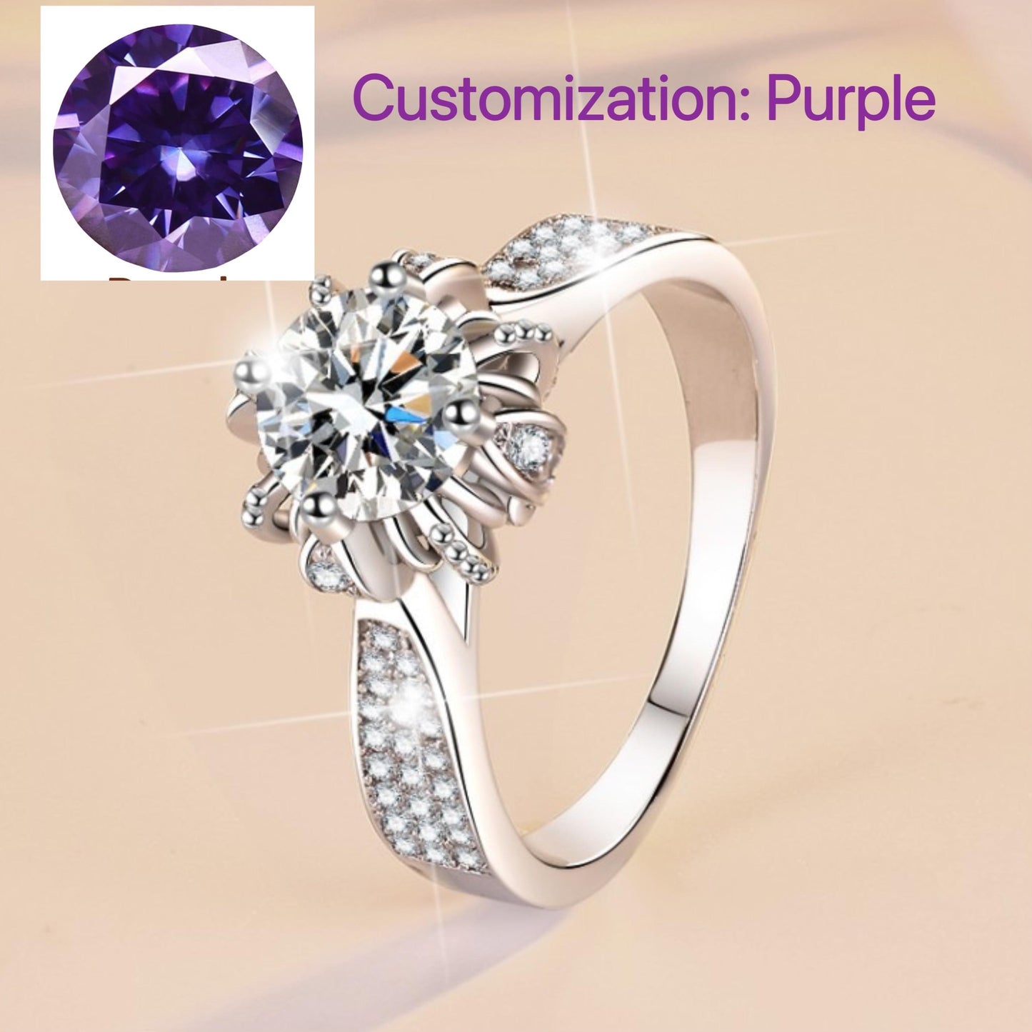 NO.111 925 Sterling Silver Rose Bud Ring Synthetic Moissanite Ring fashion jewelry accessory woman girl promise ring Springtok