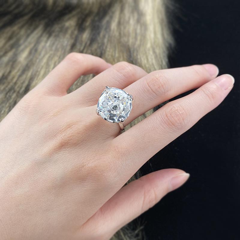 S925 Sterling Silver Radian Cut High Carbon Ring 15*15 8A Cubic Zirconia Ring fashion jewelry accessory woman girl promise ring-396(35%)