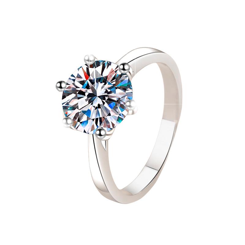 S925 Sterling Silver Six-Claw Ring Synthetic Moissanite Ring-342(35%)