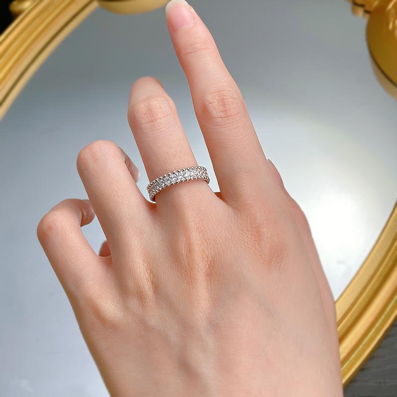 S925 Sterling Silver Single Row Starry Band Ring 6A Cubic Zirconia Ring-185(35%)