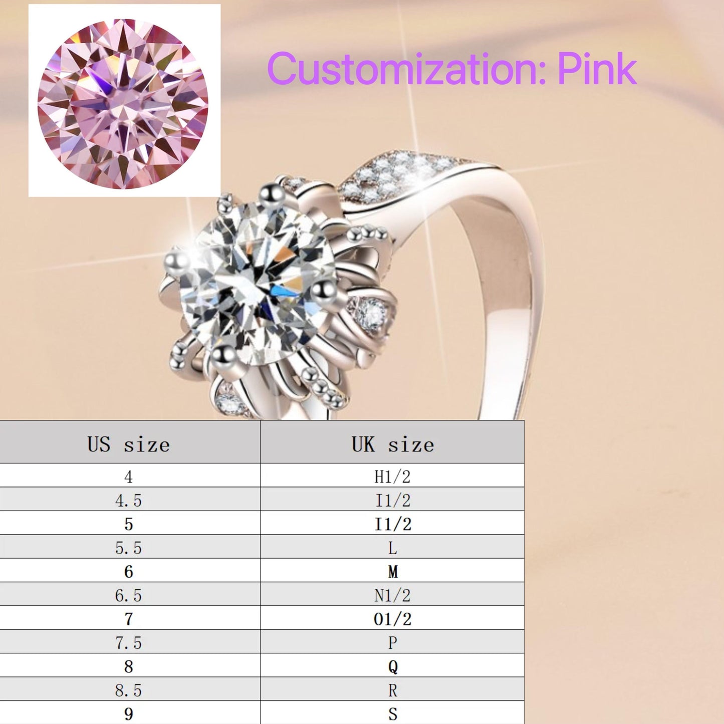 925 Sterling Silver Rose Bud Ring Synthetic Moissanite Ring fashion jewelry accessory woman girl promise ring-393(35%)