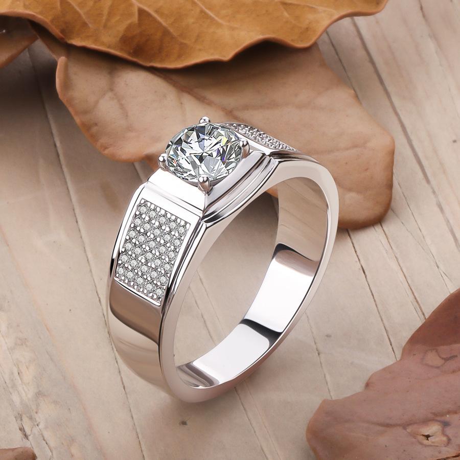 NO.158 Synthetic Moissanite Sterling Silver Little Starry Ring Couple Ring fashion jewelry accessory promise ring Springtok Men's Ring