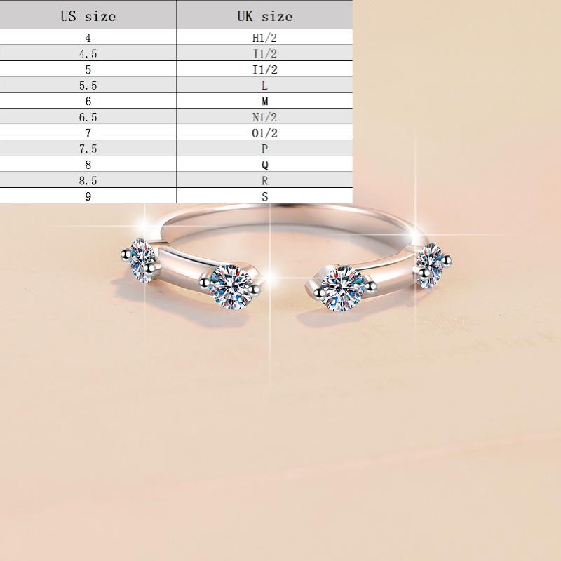 Synthetic Moissanite S925 Sterling Silver Four Stars Band Ring Open Ring fashion jewelry accessory woman girl promise ring Springtok-118(35%)