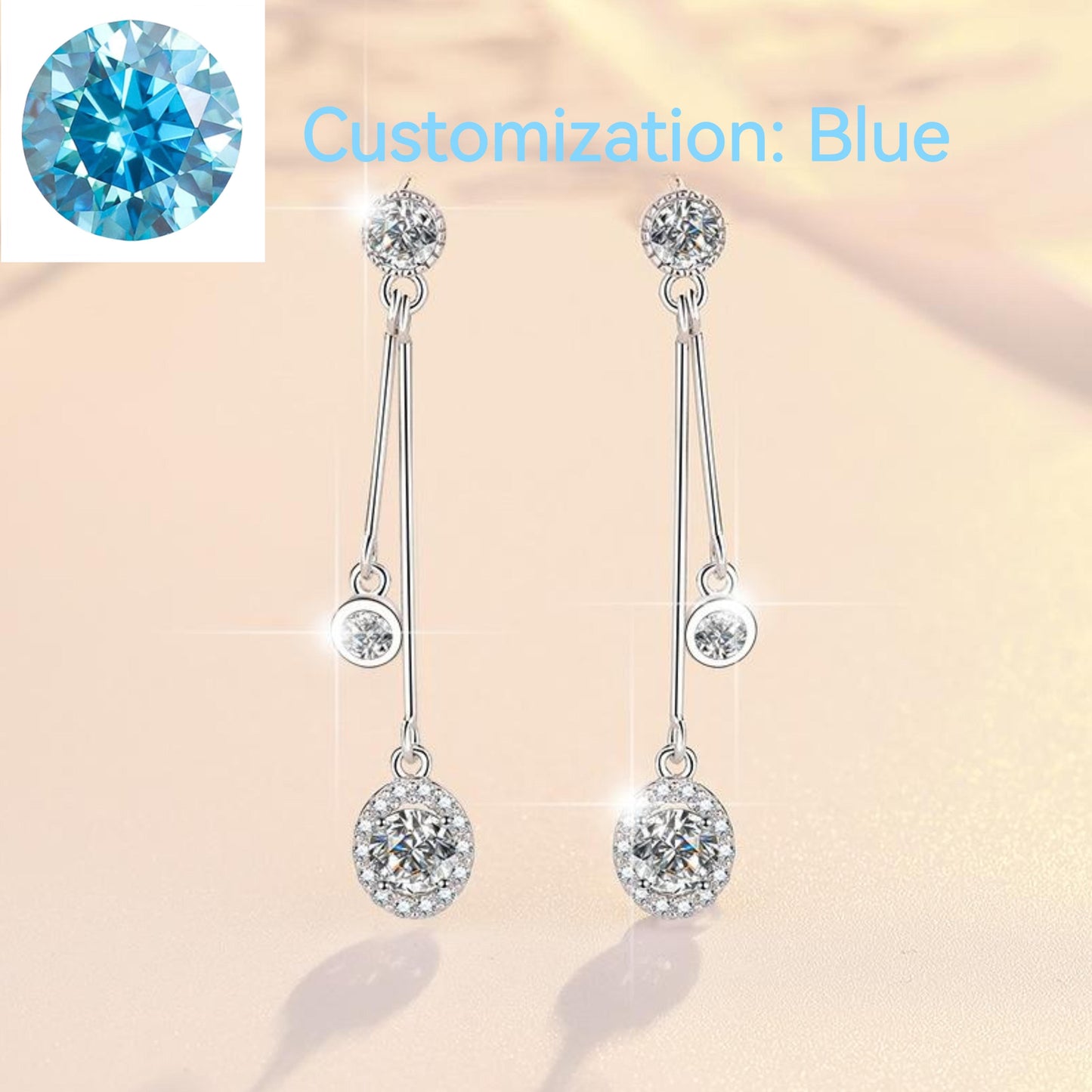 S925 Sterling Silver Line  Earrings D Color Synthetic Moissanite Daily Life Earrings(35%)-614