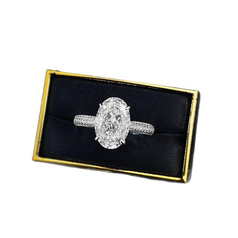 S925 Silver Ice Flower Cut Oval Pigeon Egg 8*12mm  8A Cubic Zirconia Ring-143(45%)