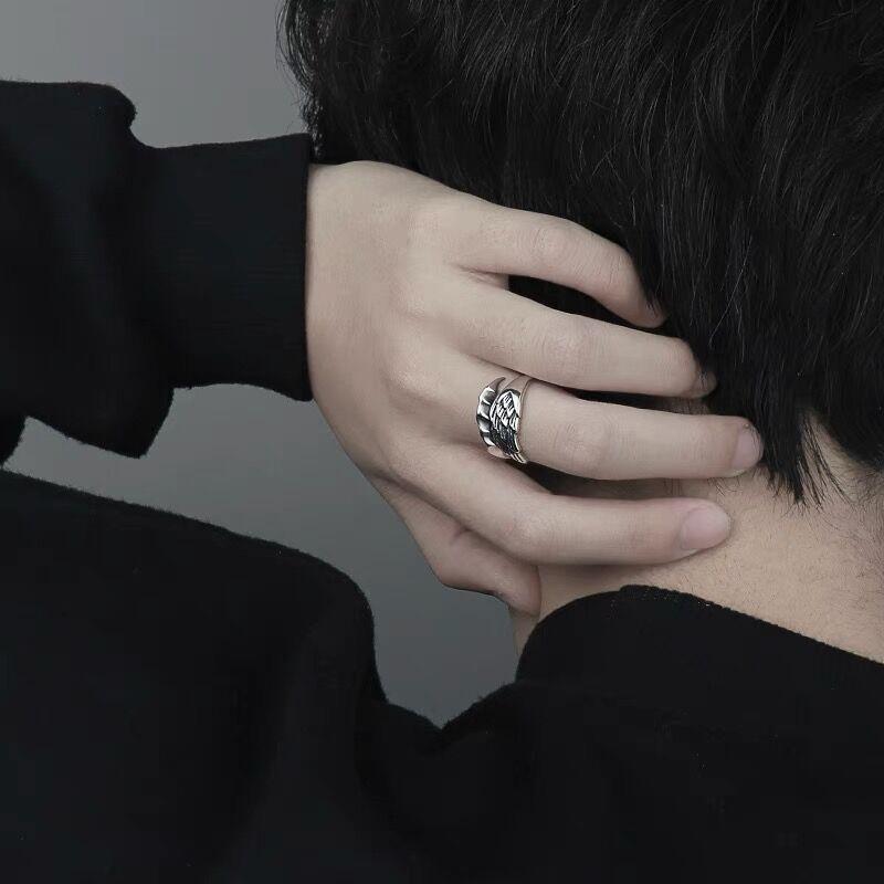 S925 Sterling Silver Vintage Angel and Demon Open Ring - 627(45%)